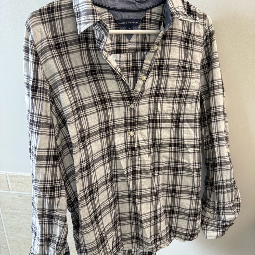 Tommy Hilfiger Black and White Checkered Shirt